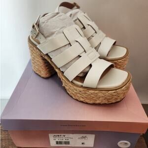 Lisa Vicky Nordstrom Just-V White Leather strappy platform wo. men size 8.5